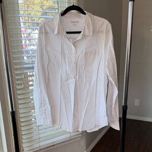 Amazon Essentials White and Gray Striped Shirt
